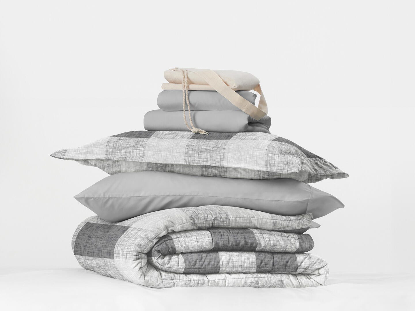 iEnjoy Home Gingham 8 Piece Twin XL Comforter Set, , rollover