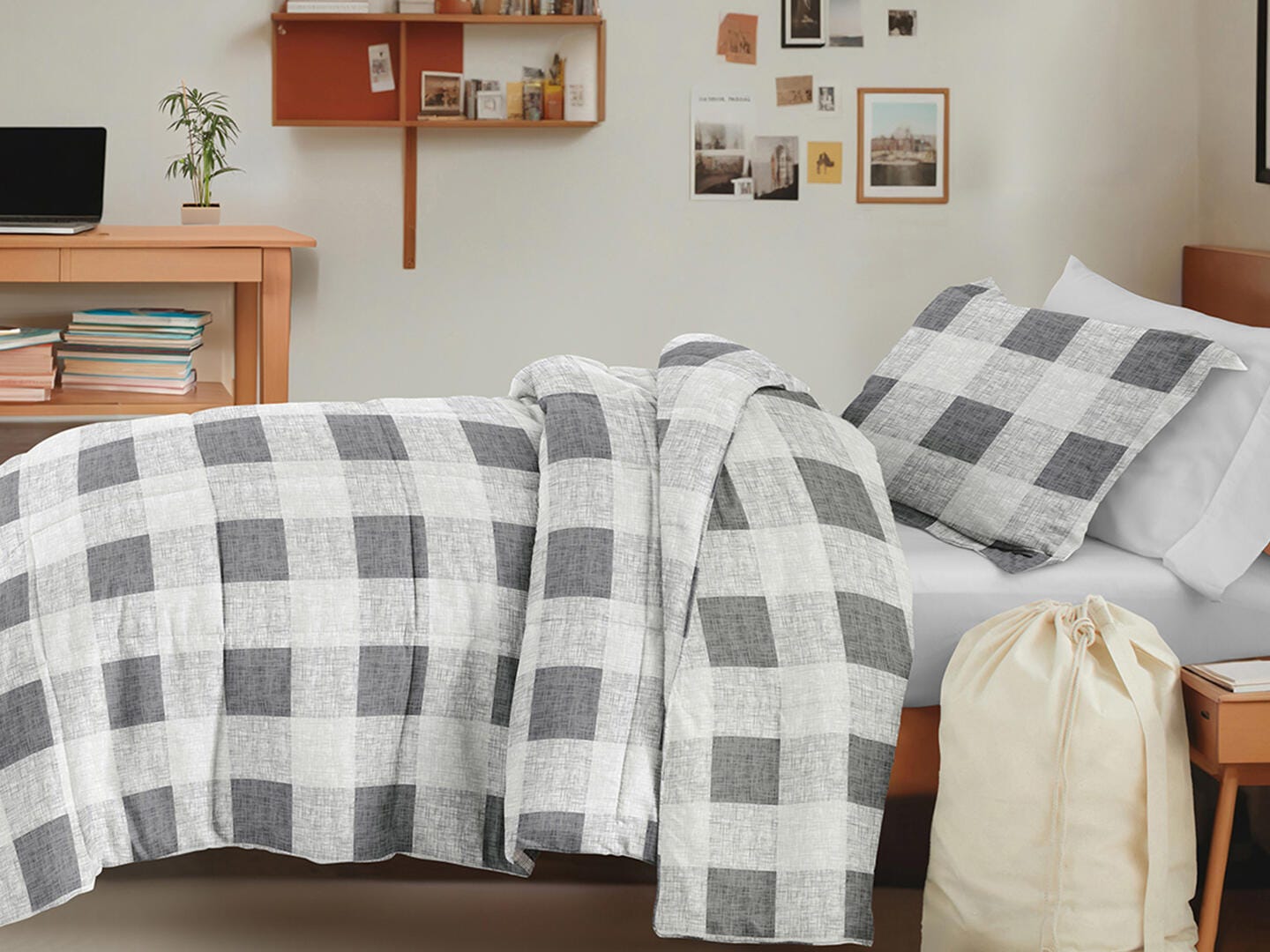 iEnjoy Home Gingham 8 Piece Twin XL Comforter Set, , large