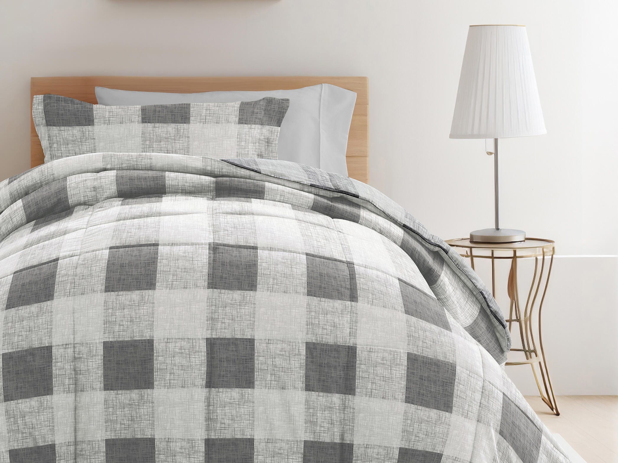 iEnjoy Home Gingham 8 Piece Twin XL Comforter Set, , large