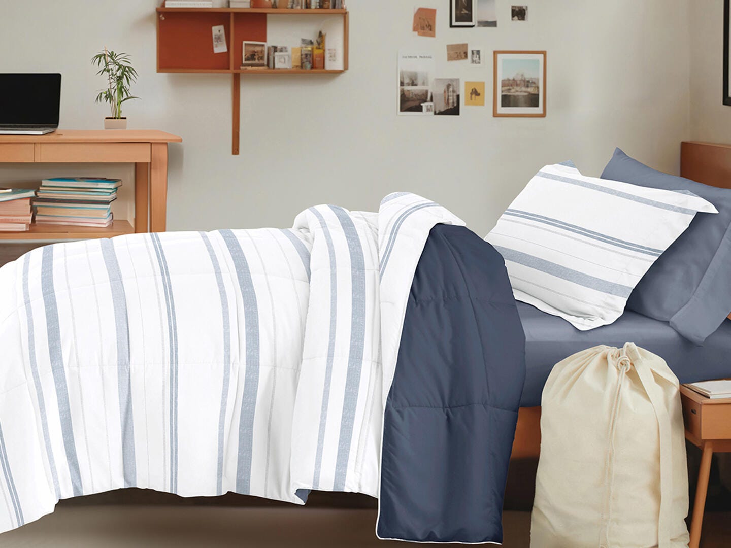 iEnjoy Home Double Striped 8 Piece Twin XL Comforter Set, , large