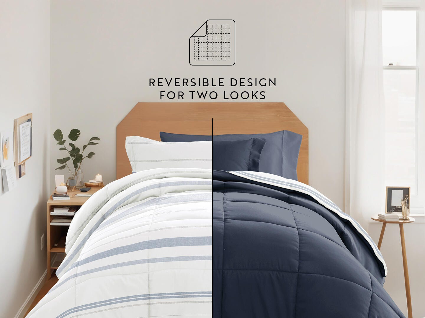 iEnjoy Home Double Striped 8 Piece Twin XL Comforter Set, , large