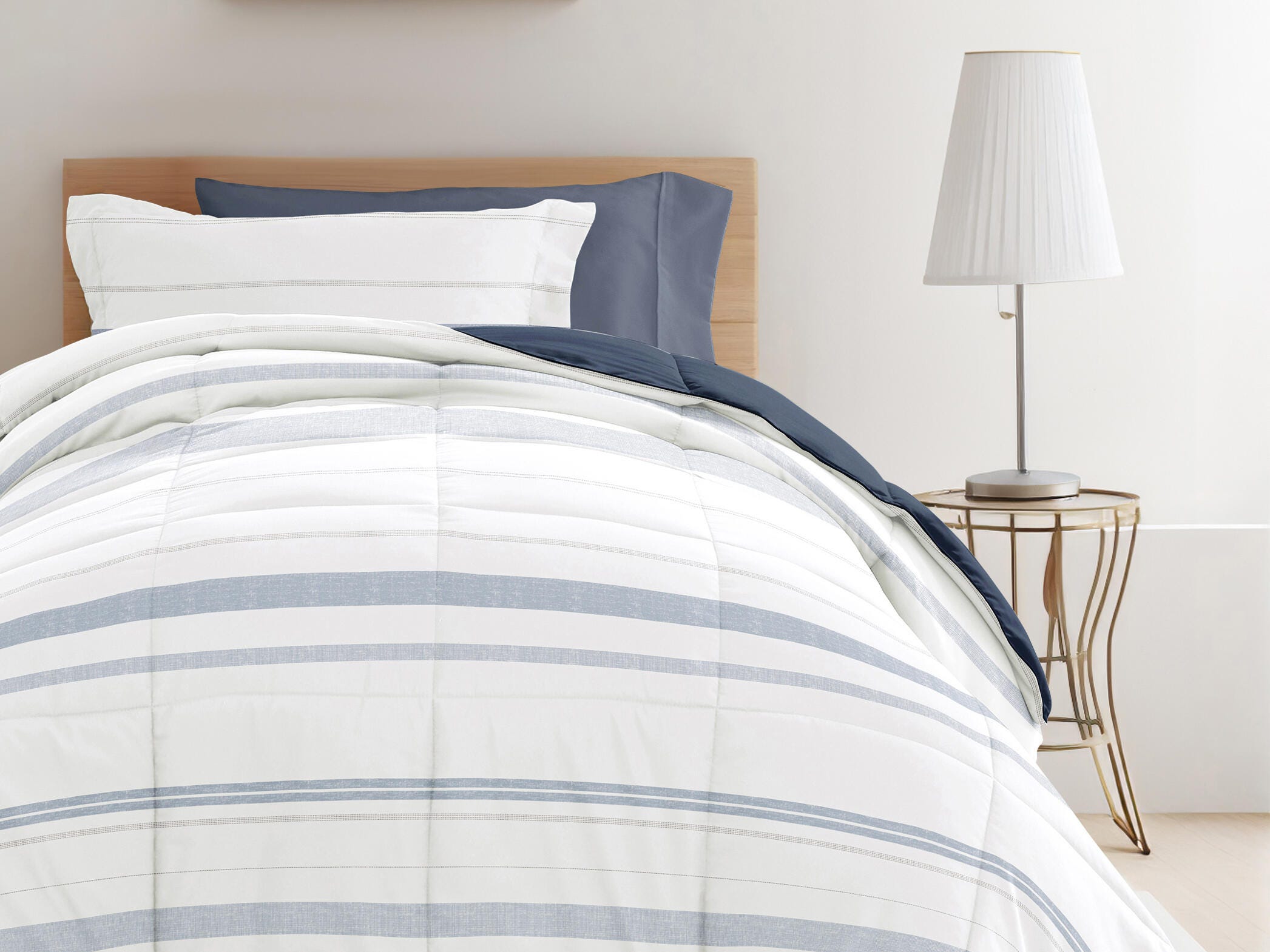 iEnjoy Home Double Striped 8 Piece Twin XL Comforter Set, , large
