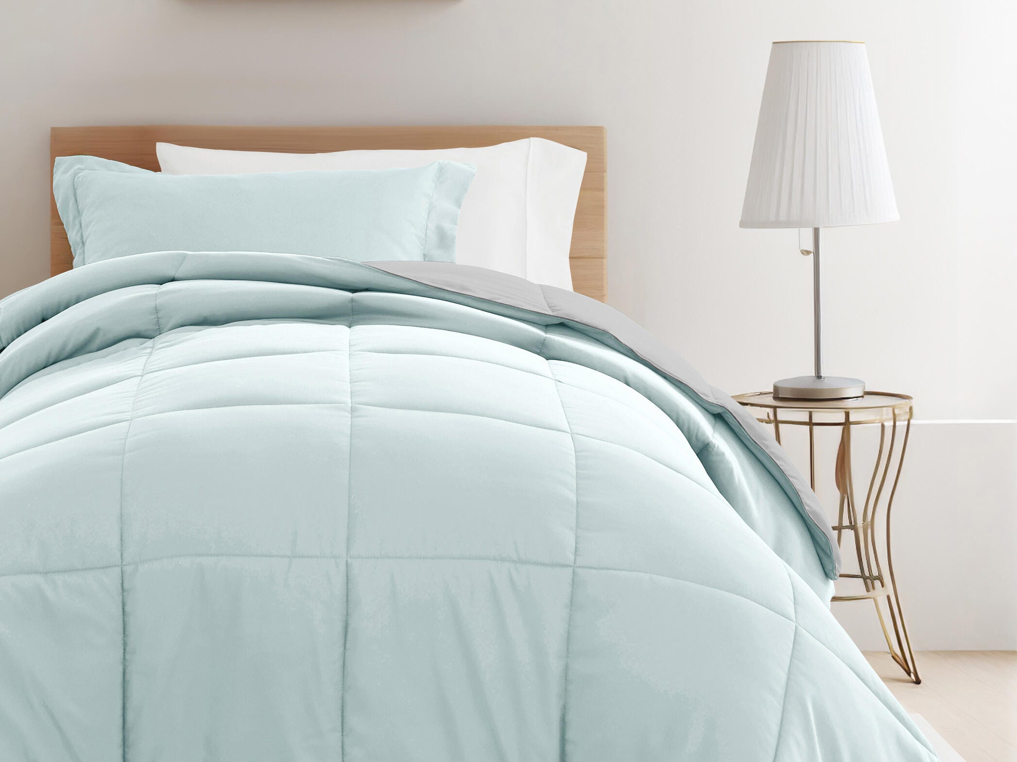 iEnjoy Home Solid 8 Piece Twin XL Comforter Set, Light Gray, large