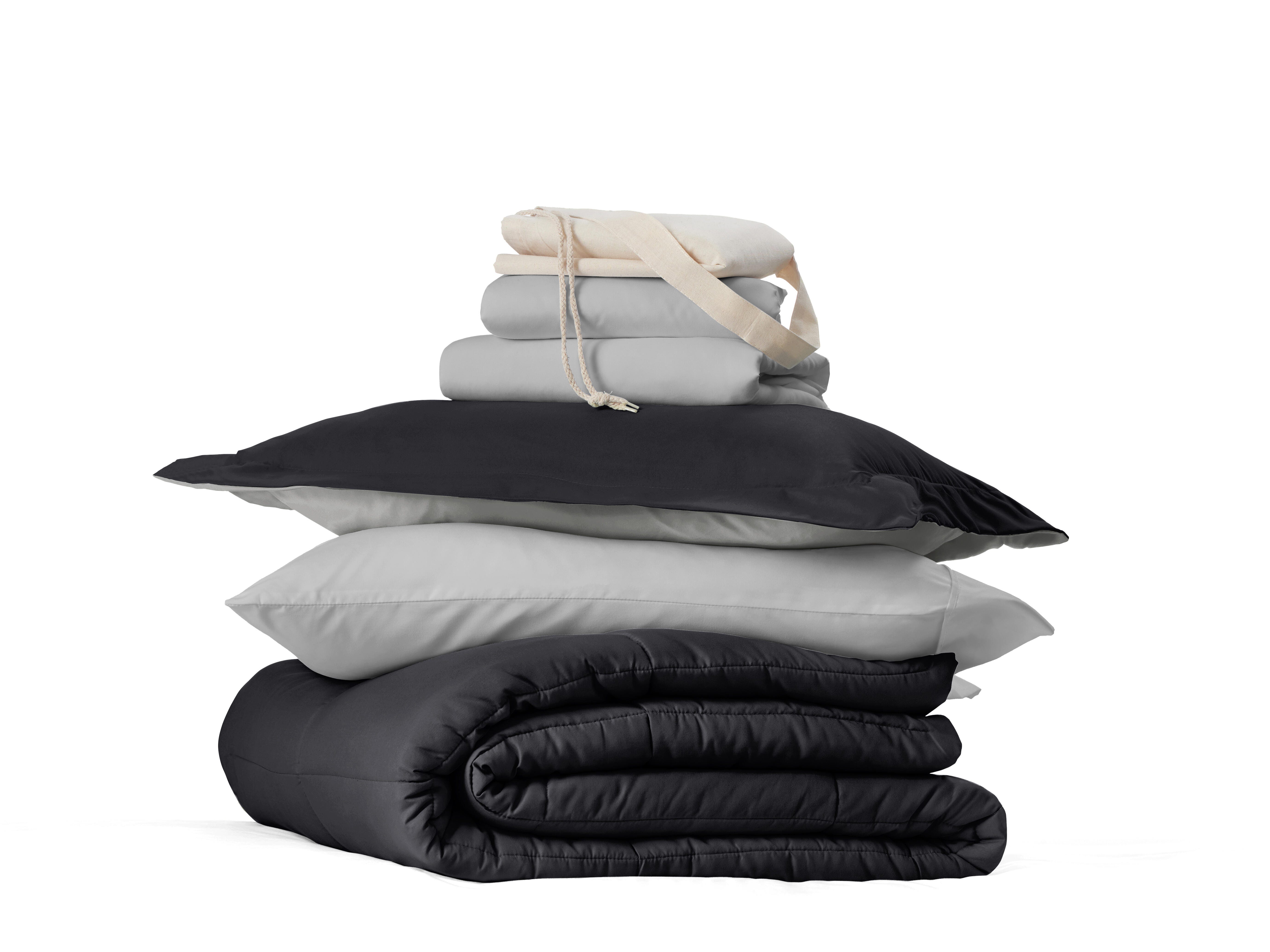 iEnjoy Home Solid 8 Piece Twin XL Comforter Set, Black, rollover