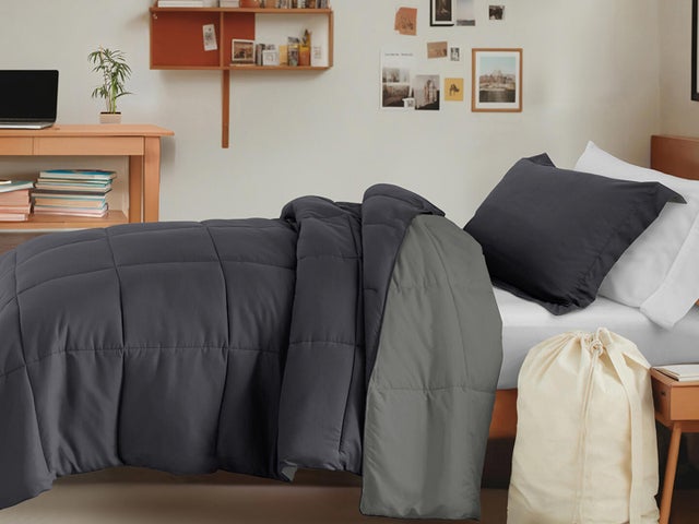 iEnjoy Home Solid Reversible 8 Piece Dorm Bedding Set
