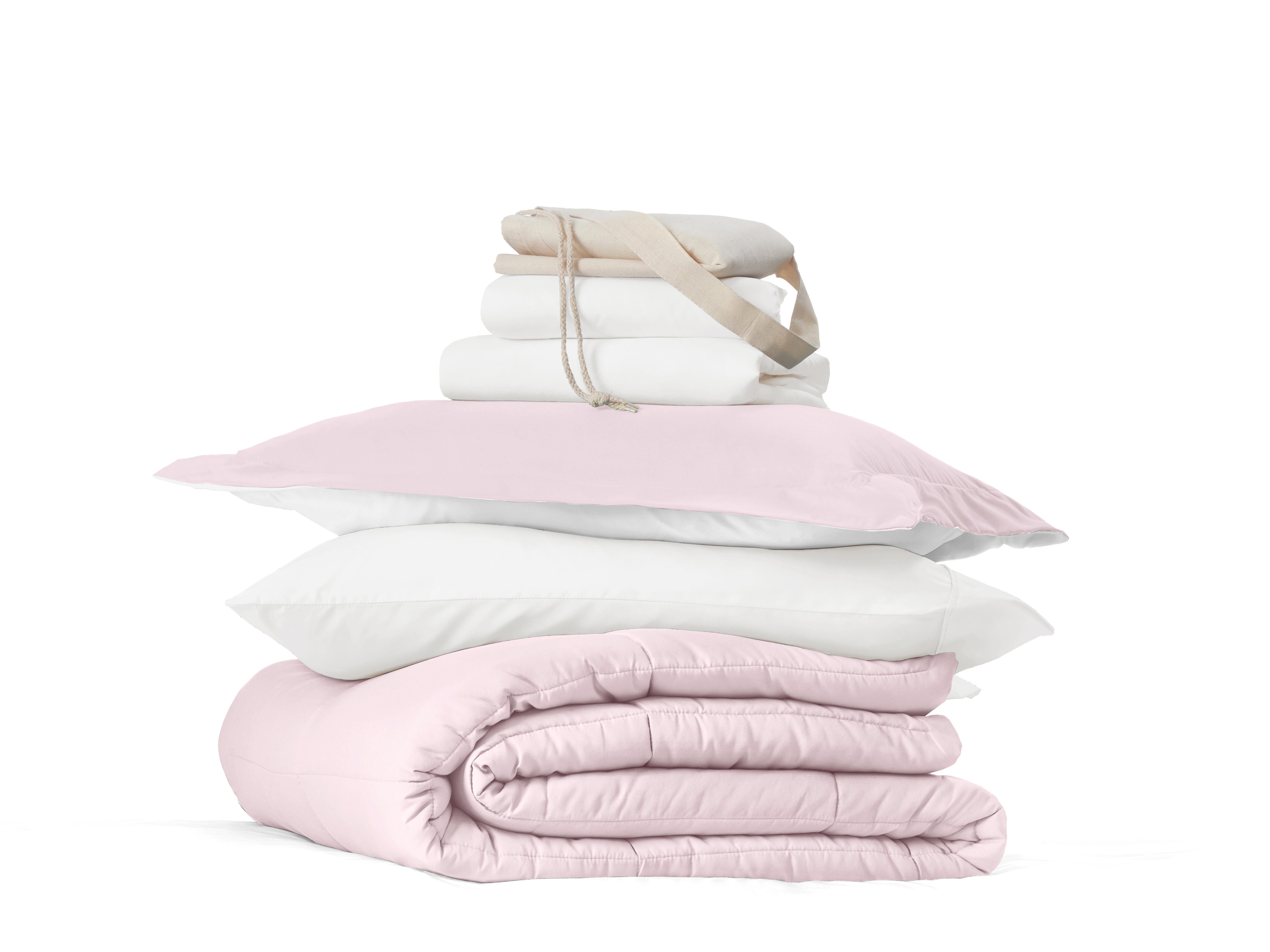 iEnjoy Home Solid 8 Piece Twin XL Comforter Set, Pink, rollover
