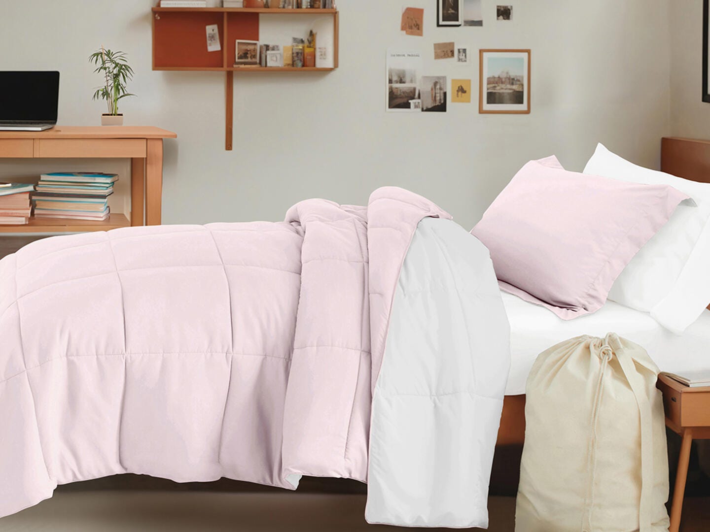 iEnjoy Home Solid 8 Piece Twin XL Comforter Set, Pink, large