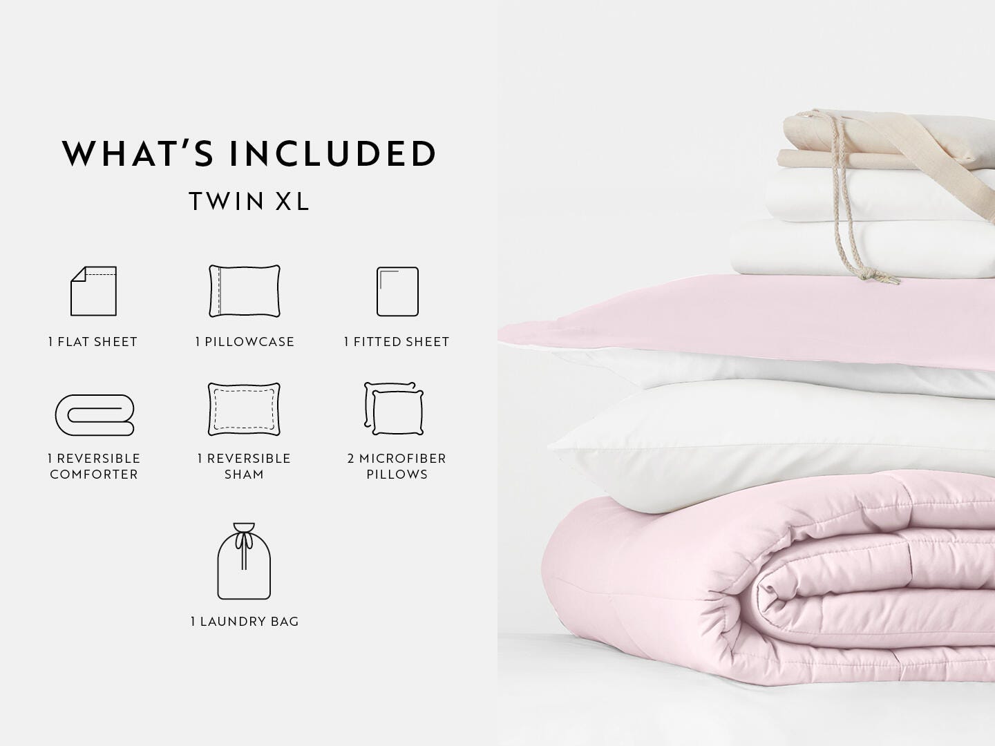 iEnjoy Home Solid 8 Piece Twin XL Comforter Set, Pink, large