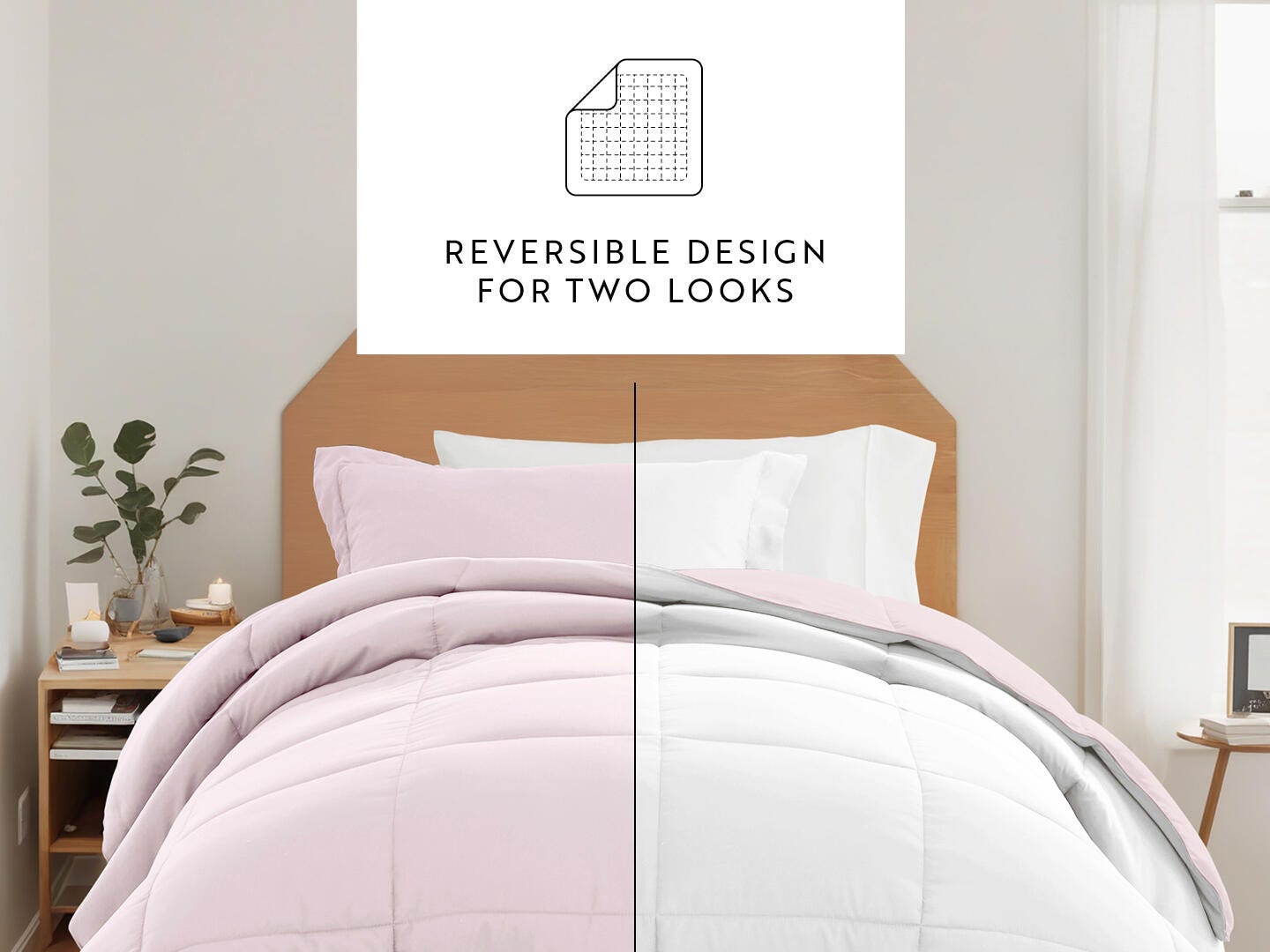 iEnjoy Home Solid 8 Piece Twin XL Comforter Set, Pink, large