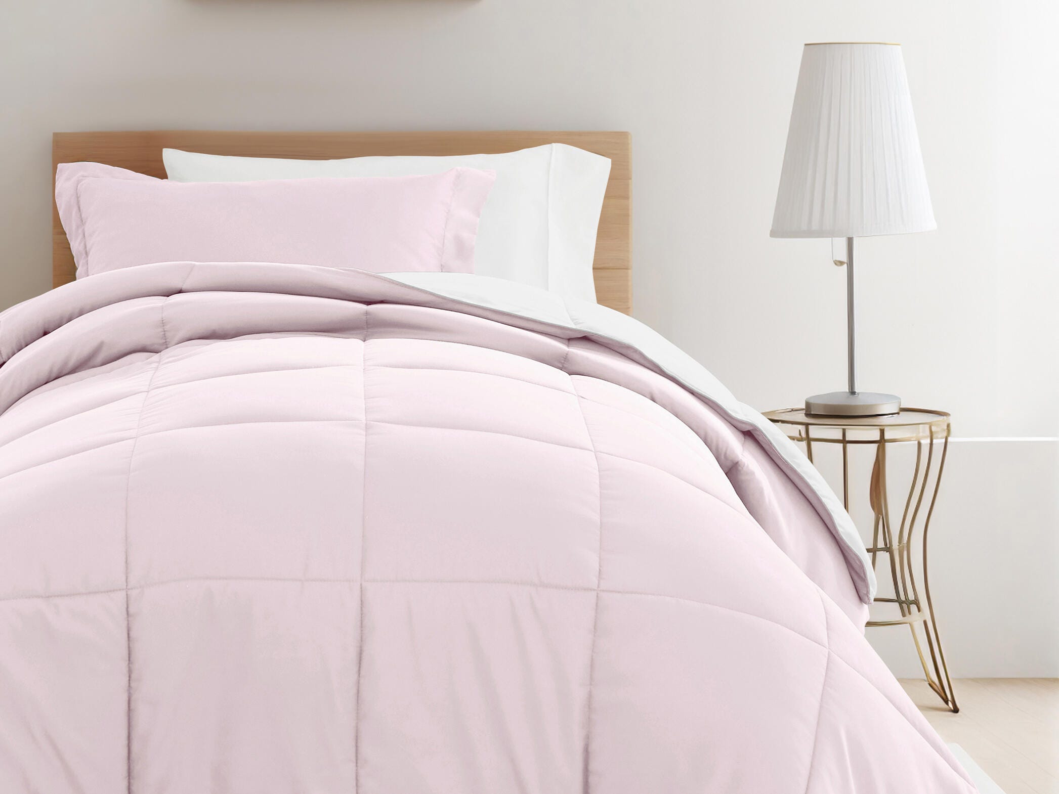 iEnjoy Home Solid 8 Piece Twin XL Comforter Set, Pink, large
