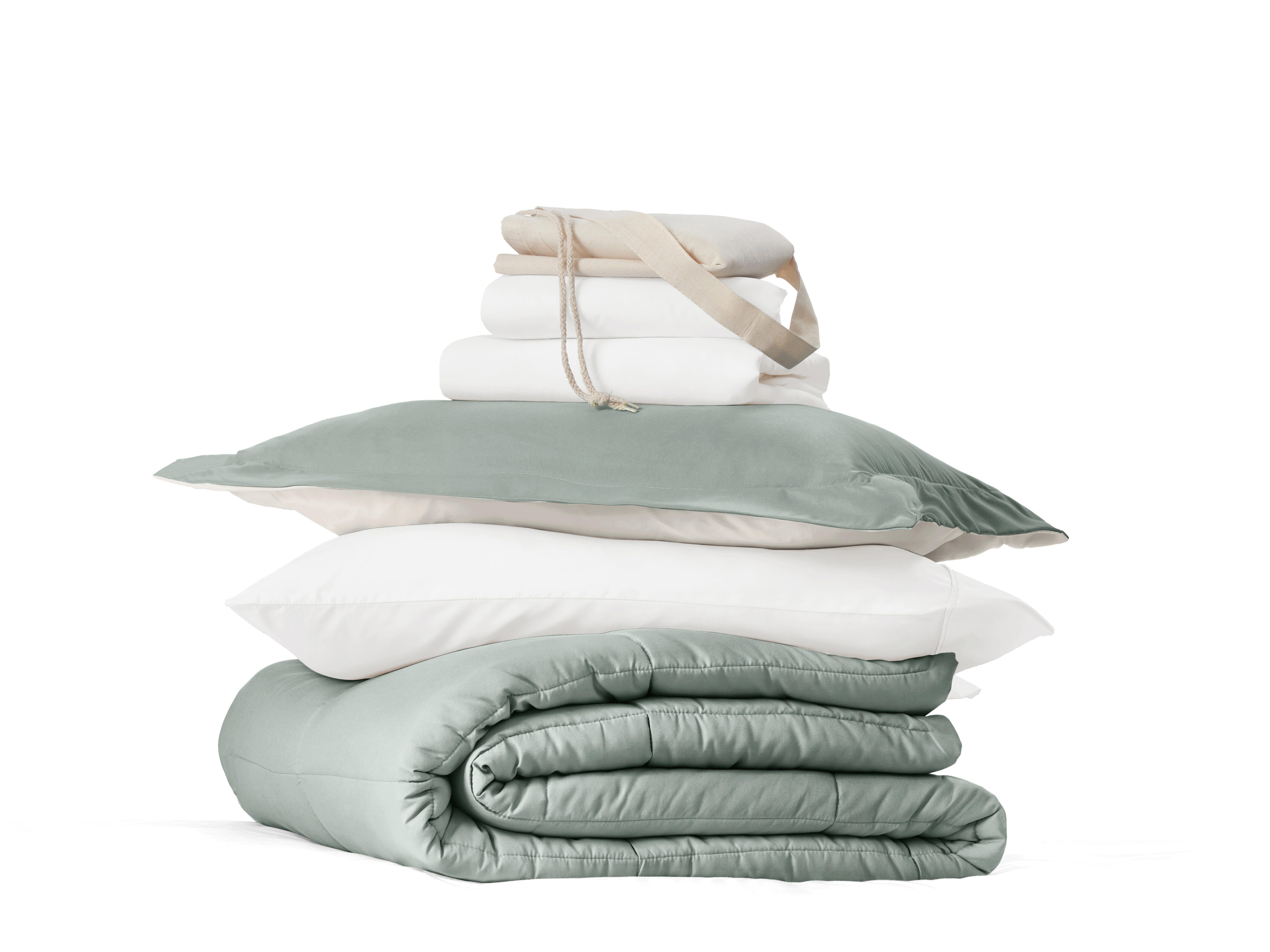 iEnjoy Home Solid 8 Piece Twin XL Comforter Set, Eucalyptus/Natural, large