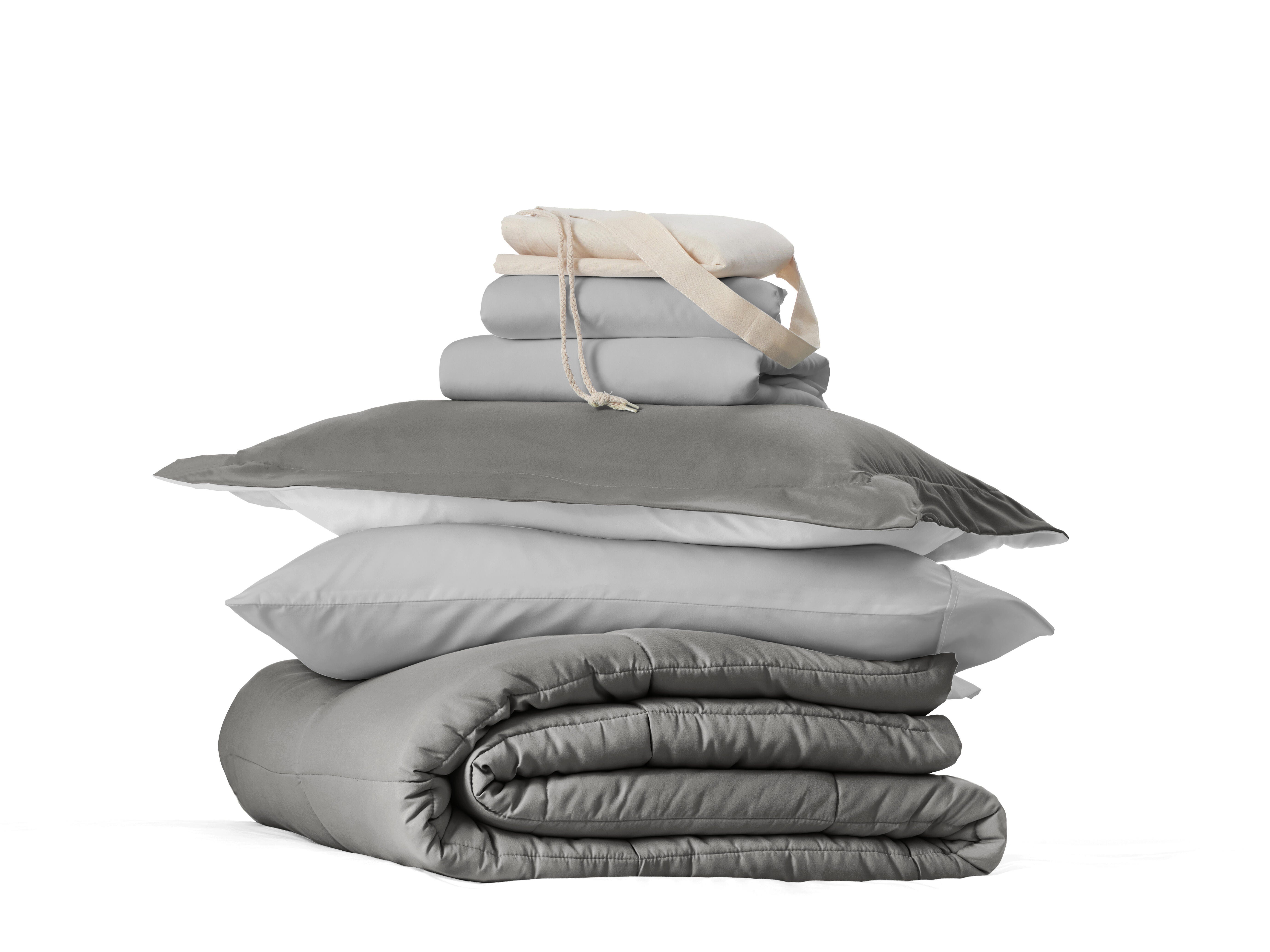 iEnjoy Home Solid 8 Piece Twin XL Comforter Set, Gray, large