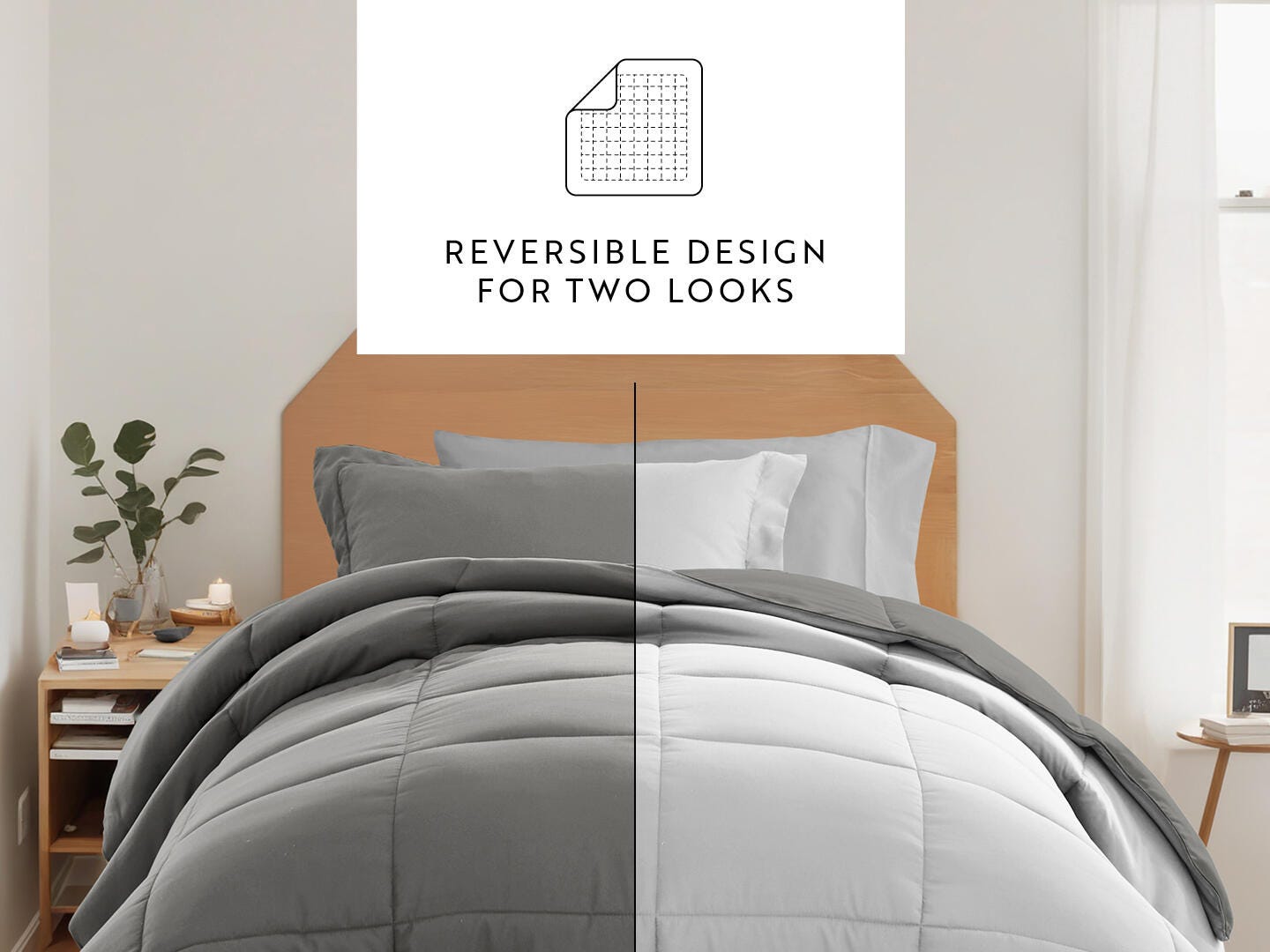 iEnjoy Home Solid 8 Piece Twin XL Comforter Set, Gray, large