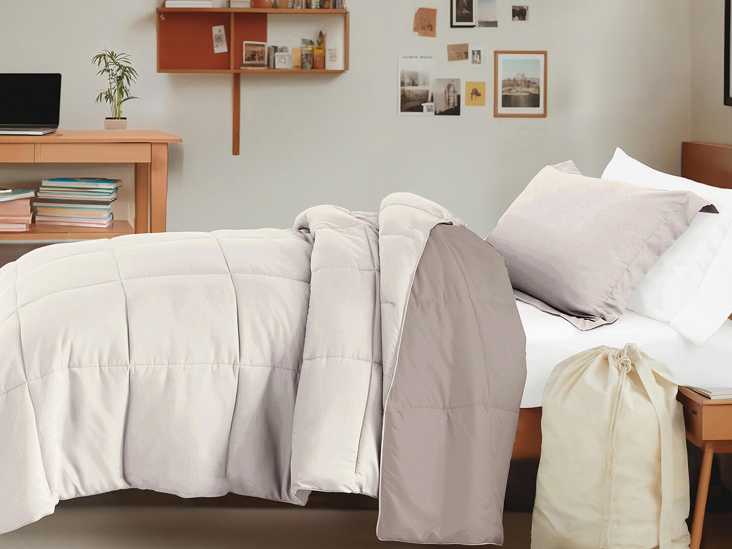 iEnjoy Home Solid 8 Piece Twin XL Comforter Set, Beige, large