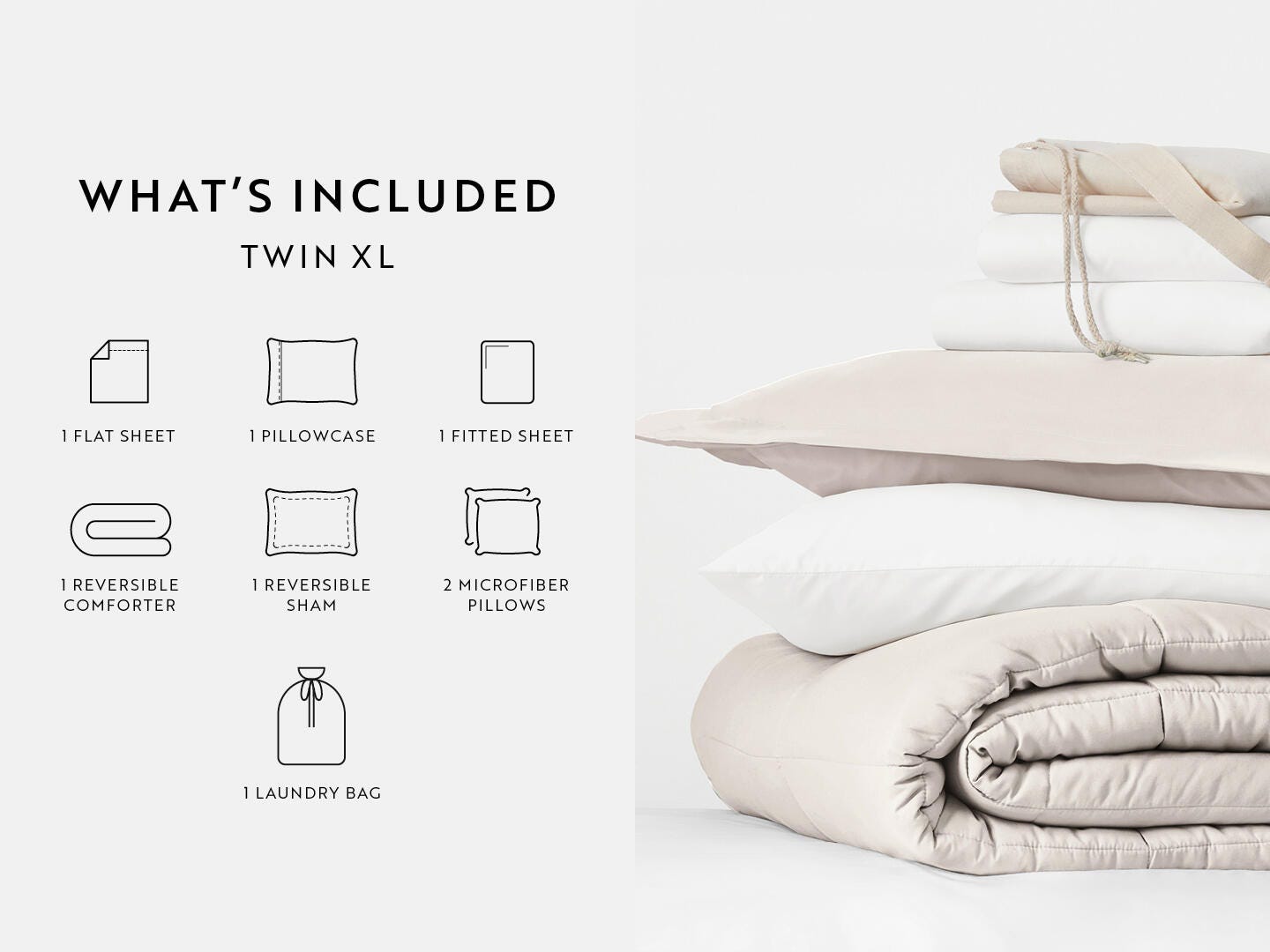iEnjoy Home Solid 8 Piece Twin XL Comforter Set, Beige, large