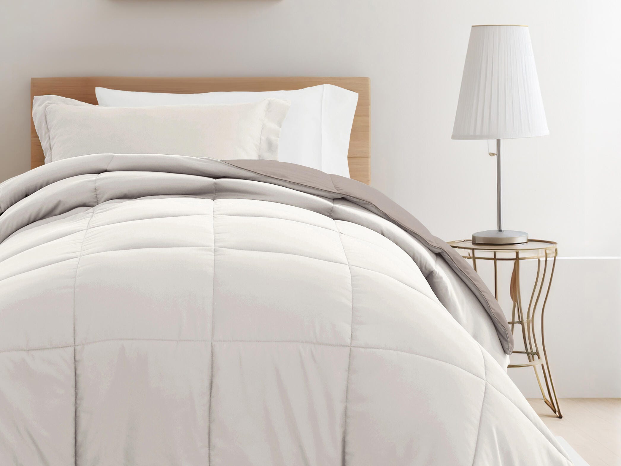 iEnjoy Home Solid 8 Piece Twin XL Comforter Set, Beige, large