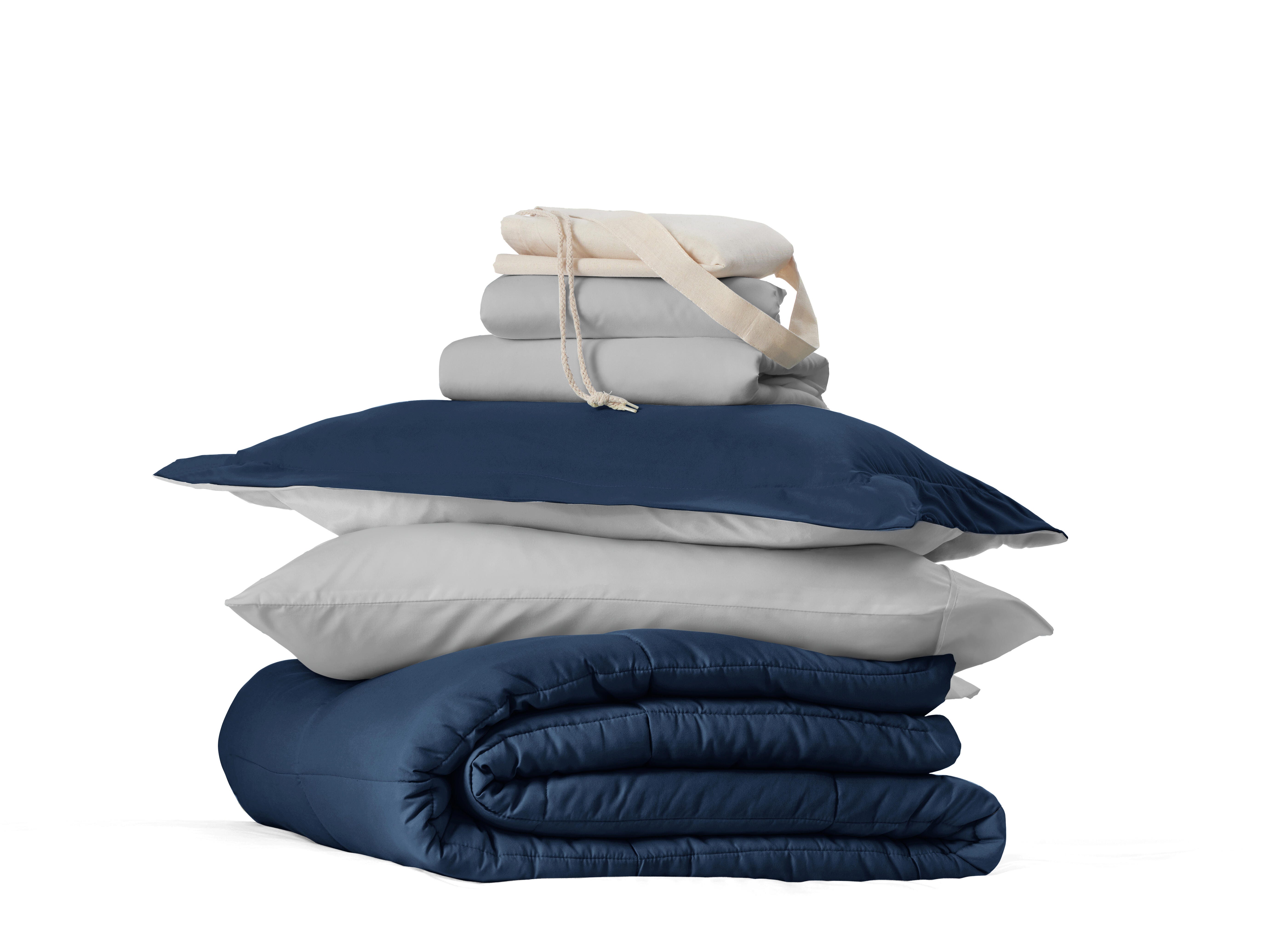iEnjoy Home Solid 8 Piece Twin XL Comforter Set, Navy, large