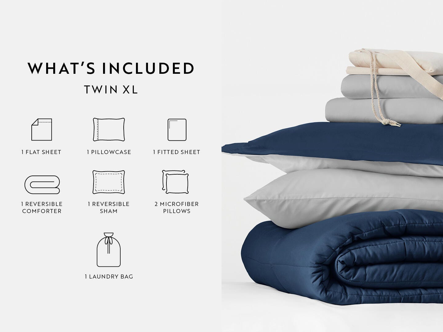 iEnjoy Home Solid 8 Piece Twin XL Comforter Set, Navy, large