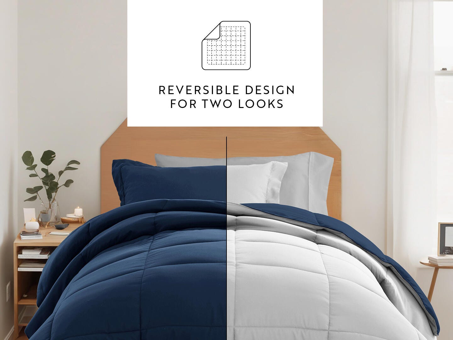 iEnjoy Home Solid 8 Piece Twin XL Comforter Set, Navy, large