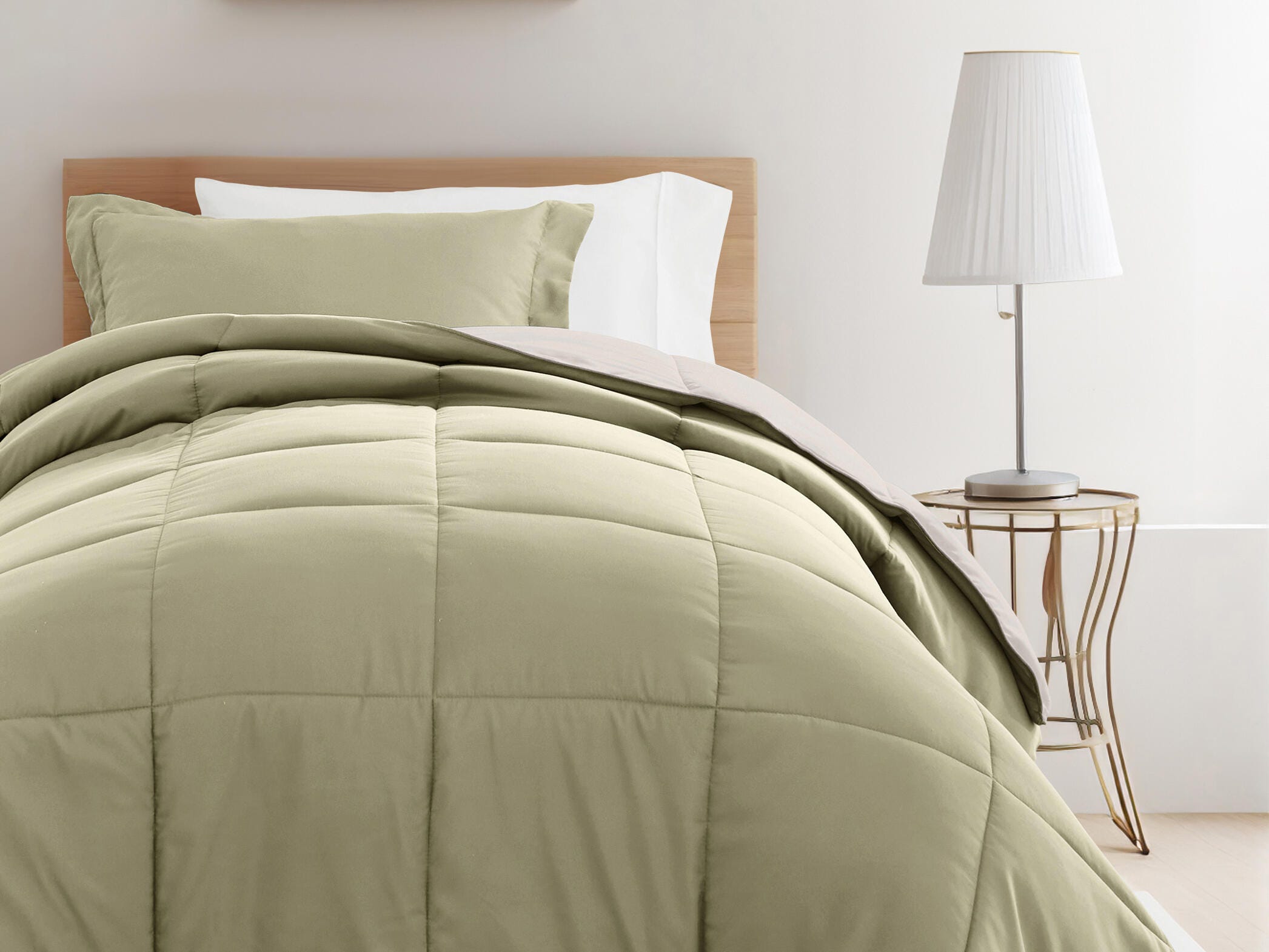 iEnjoy Home Solid 8 Piece Twin XL Comforter Set, Sage Green, large