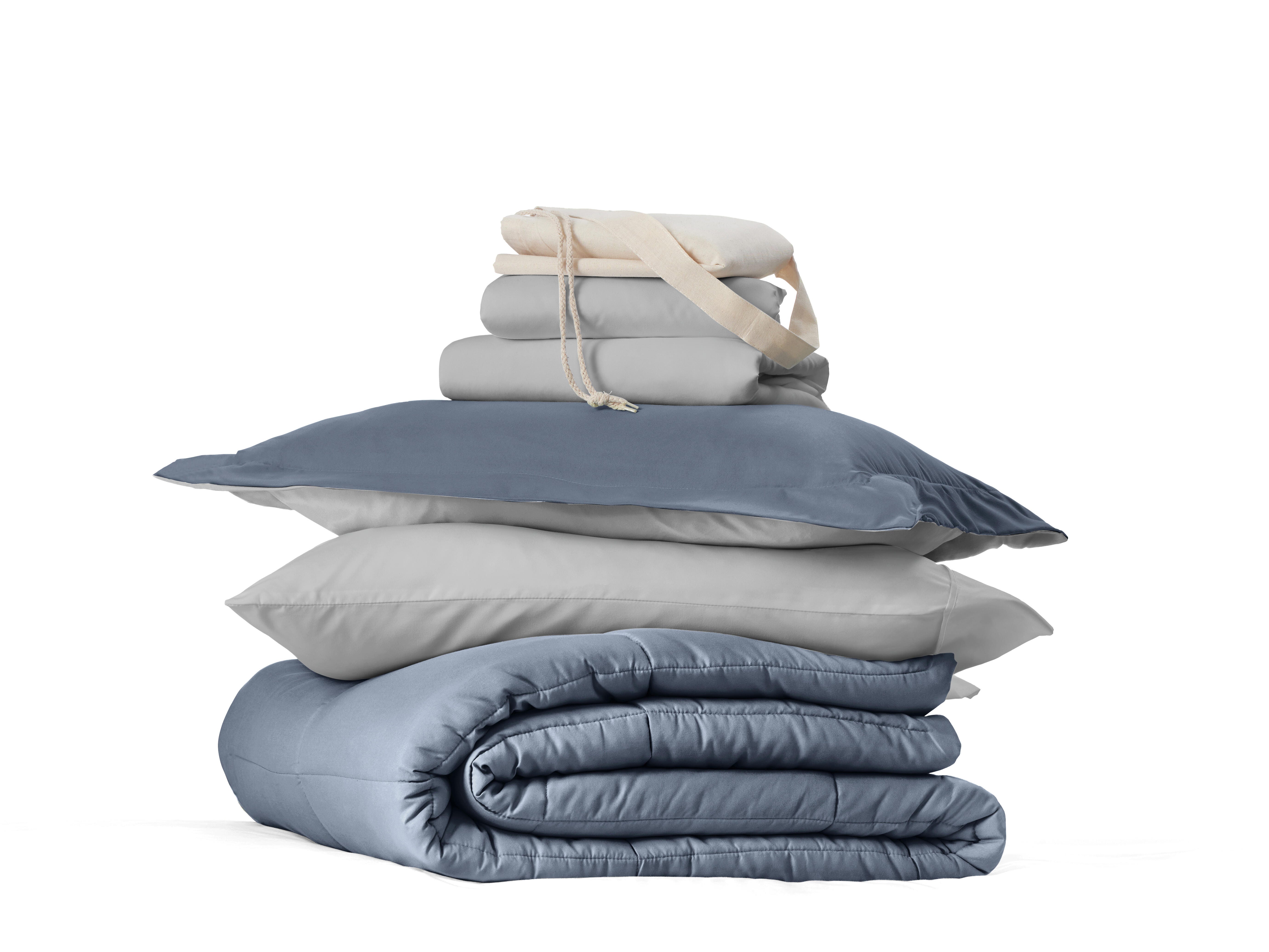 iEnjoy Home Solid 8 Piece Twin XL Comforter Set, Light Blue, rollover