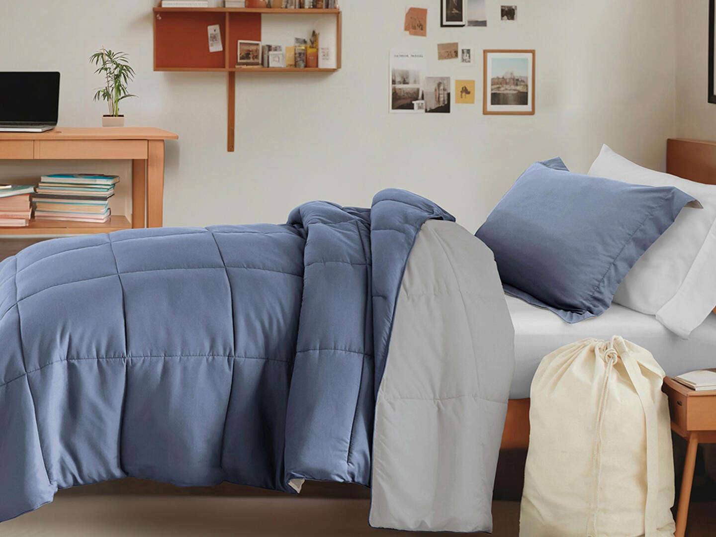iEnjoy Home Solid 8 Piece Twin XL Comforter Set, Light Blue, large