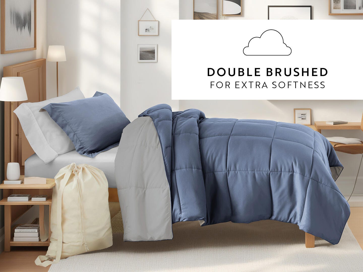iEnjoy Home Solid 8 Piece Twin XL Comforter Set, Light Blue, large