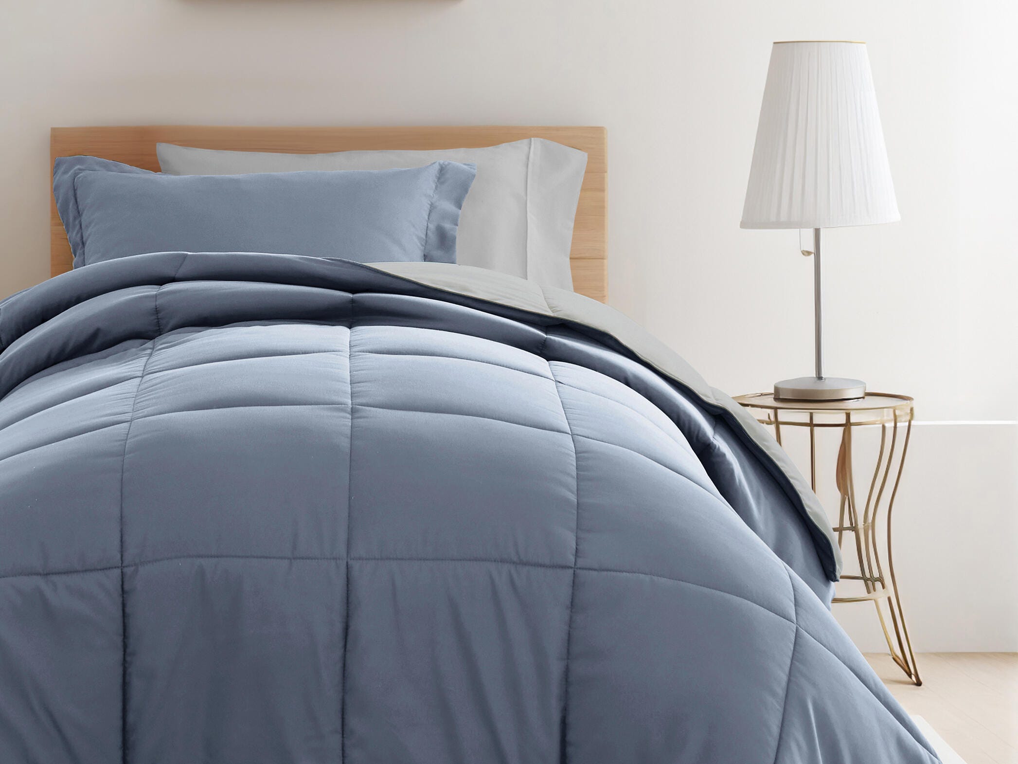 iEnjoy Home Solid 8 Piece Twin XL Comforter Set, Light Blue, large