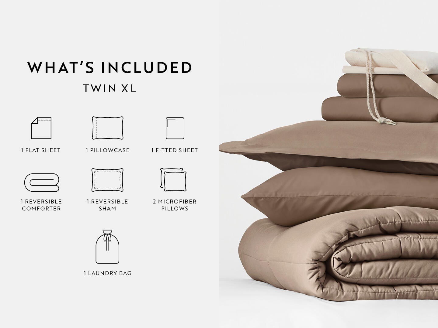 iEnjoy Home Solid 8 Piece Twin XL Comforter Set, Brown, large