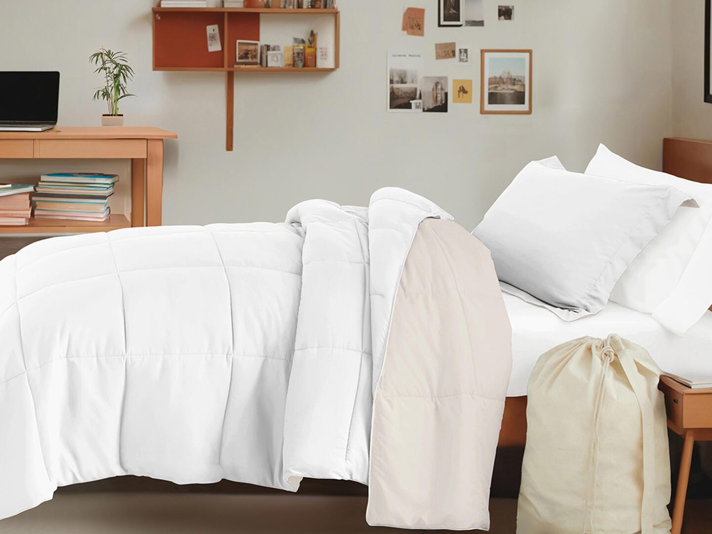 iEnjoy Home Solid 8 Piece Twin XL Comforter Set, White/Ivory, large
