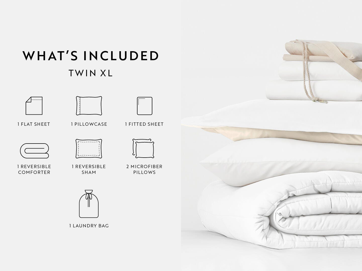 iEnjoy Home Solid 8 Piece Twin XL Comforter Set, White/Ivory, large