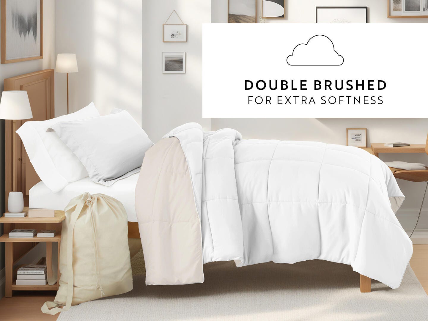 iEnjoy Home Solid 8 Piece Twin XL Comforter Set, White/Ivory, large