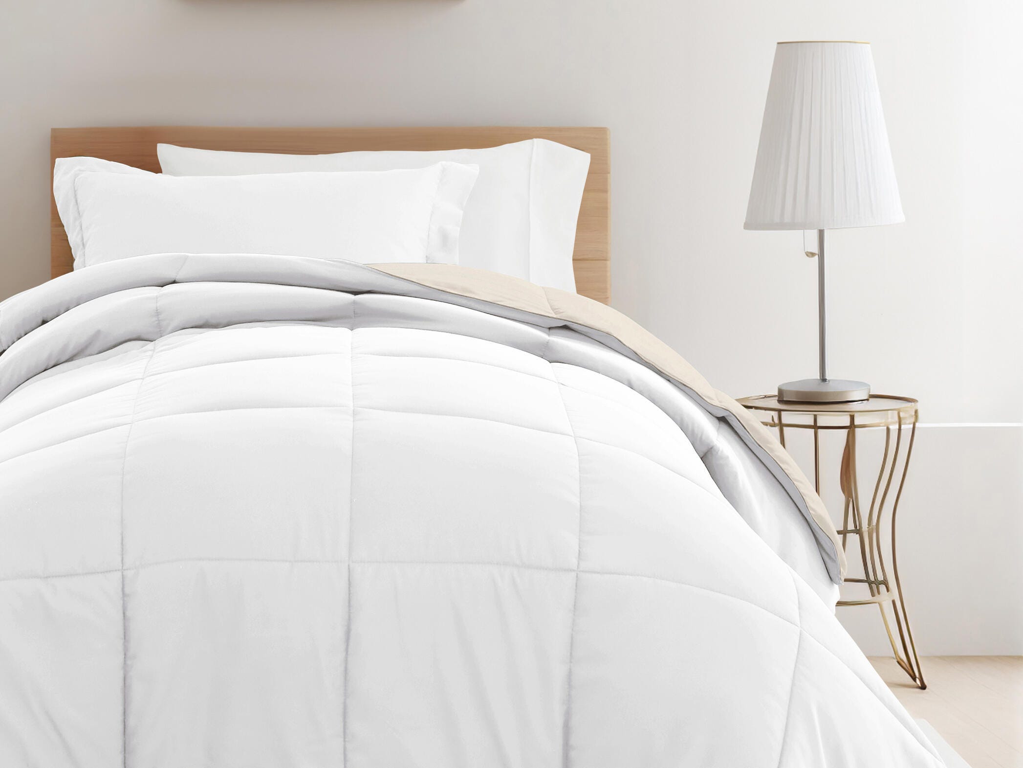 iEnjoy Home Solid 8 Piece Twin XL Comforter Set, White/Ivory, large
