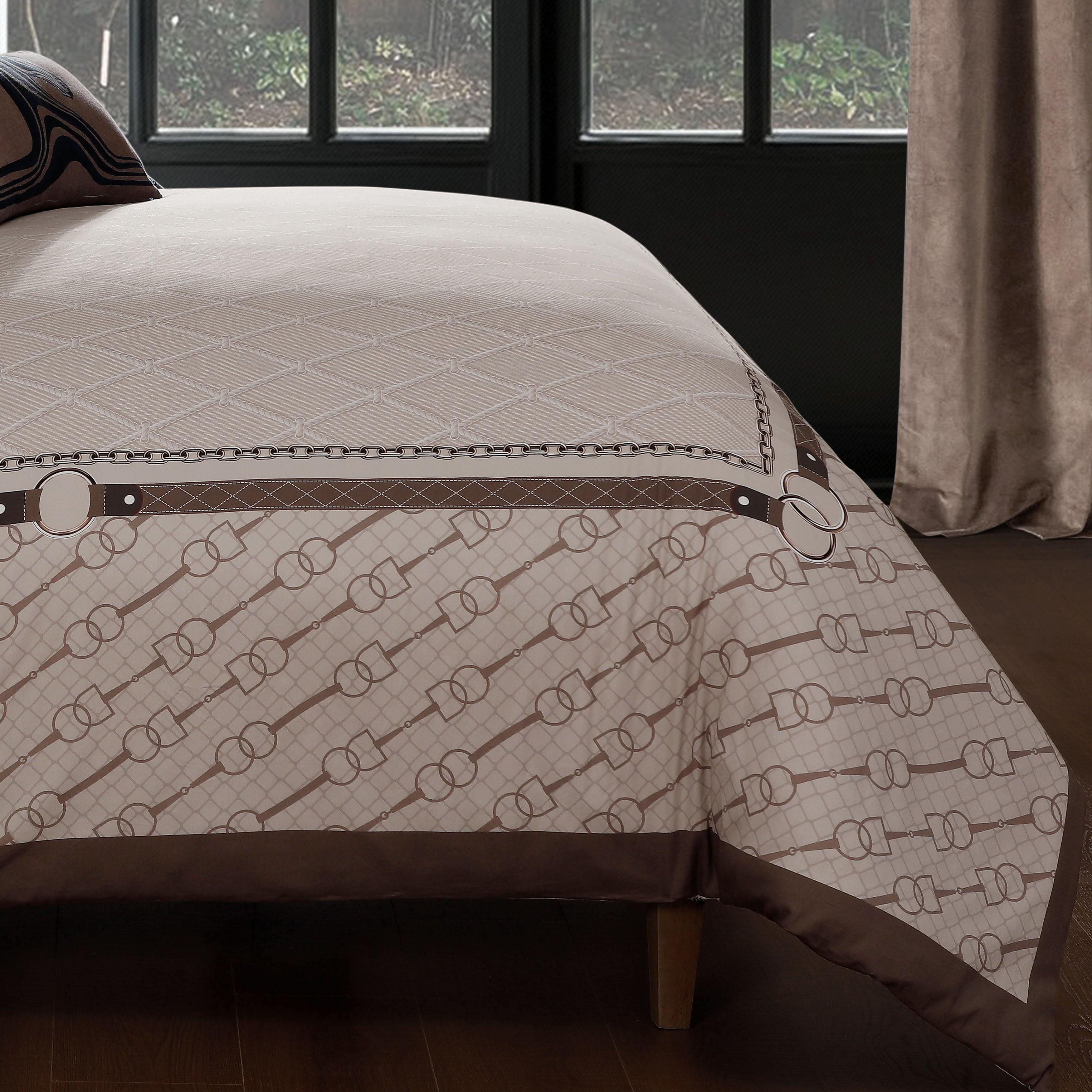 Bebejan Equestrian 5 Piece Queen Comforter Set, Tan, large