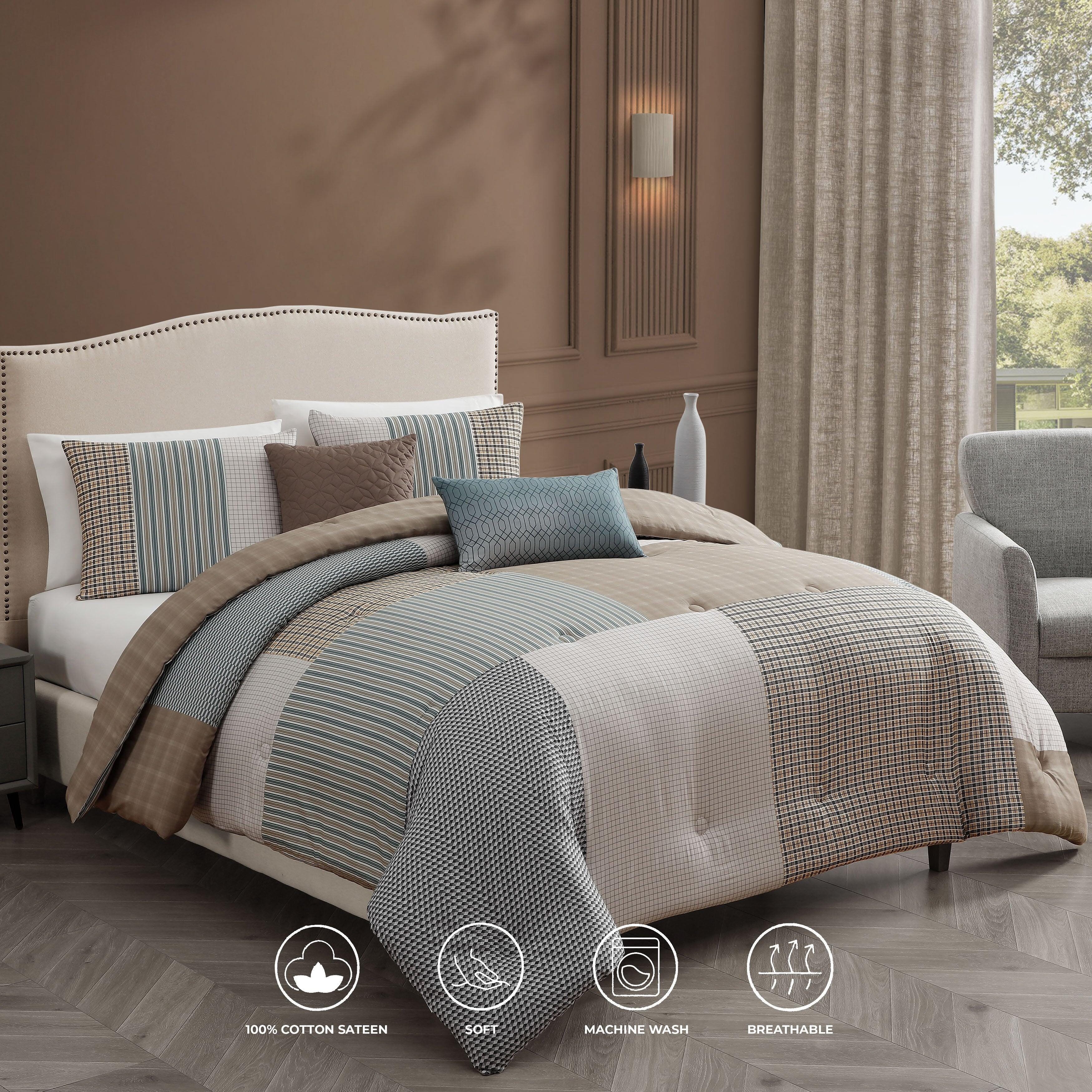 Bebejan Tranquil 5 Piece Queen Comforter Set, Blue, large