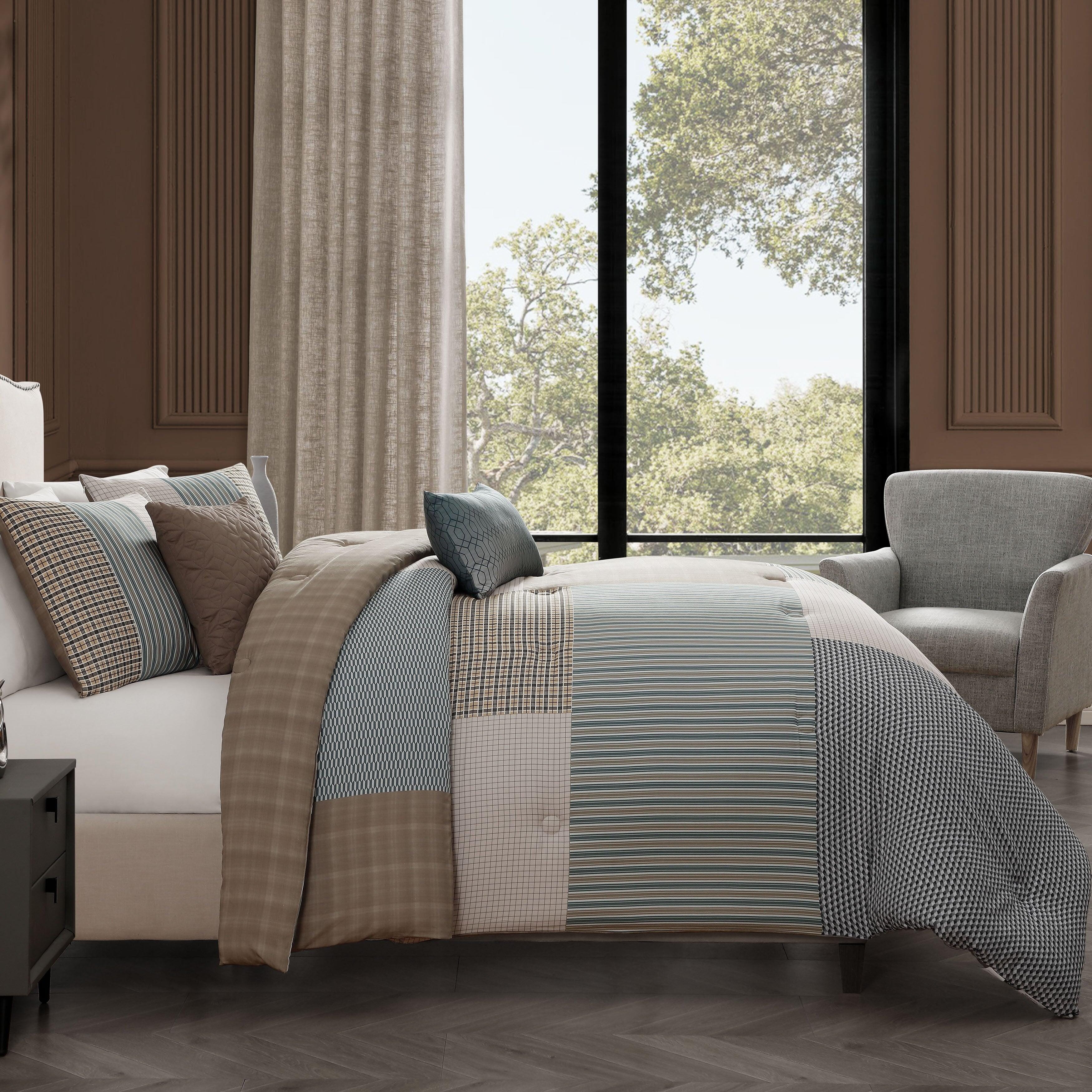 Bebejan Tranquil 5 Piece Queen Comforter Set, Blue, large