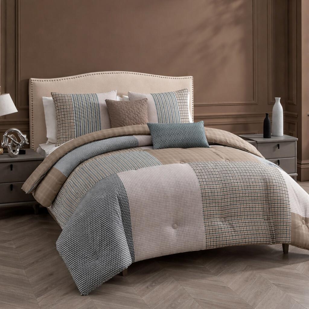 Bebejan Tranquil 5 Piece King Comforter Set, Blue, large