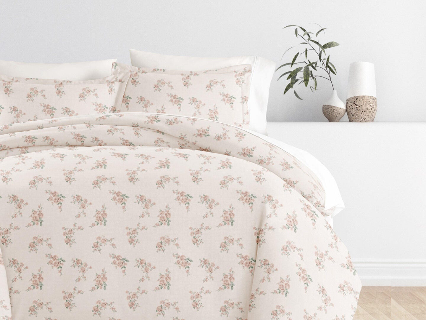 iEnjoy Home Rose 3 Piece Full/Queen Duvet Set, Apricot, large