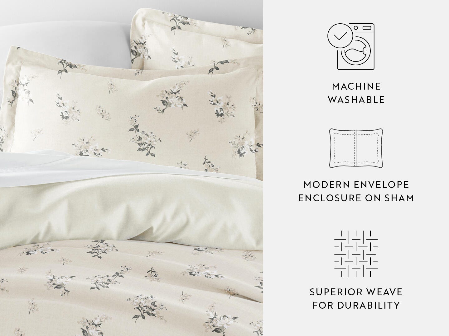 iEnjoy Home Delicate 3 Piece King/California King Duvet Set, Ivory, large