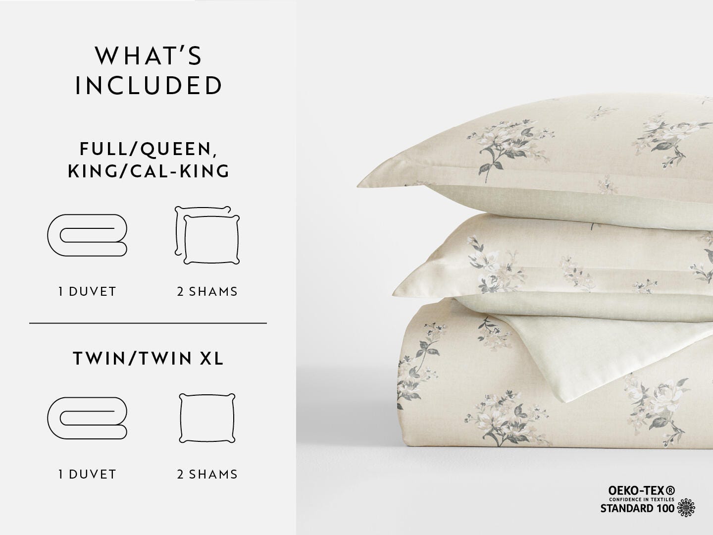 iEnjoy Home Delicate 3 Piece King/California King Duvet Set, Ivory, large