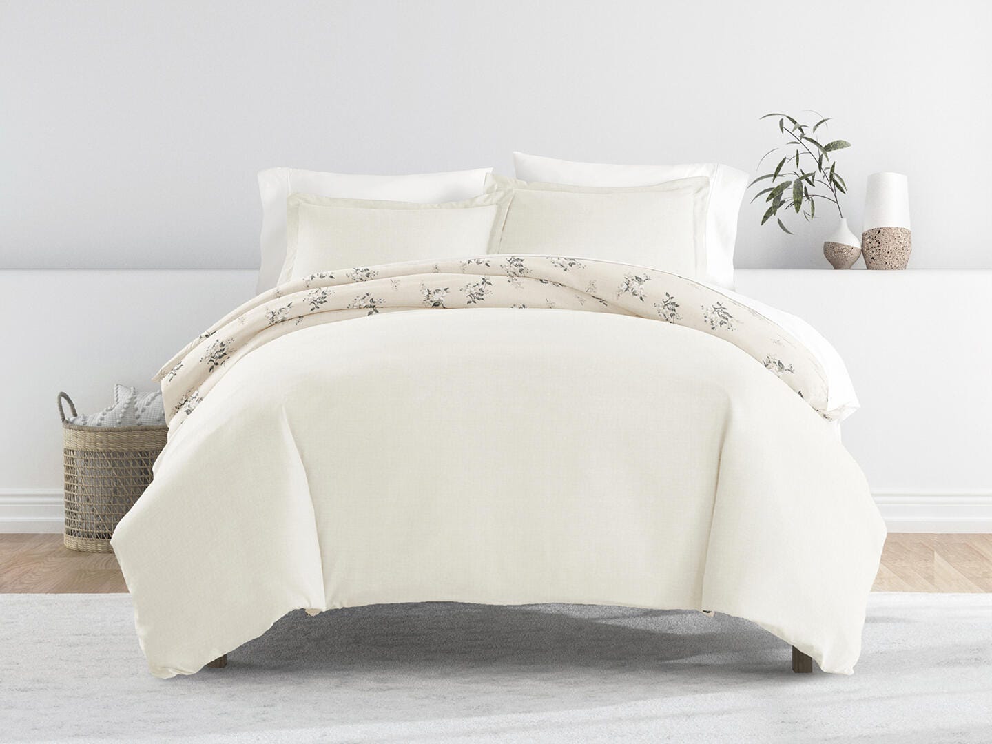 iEnjoy Home Delicate 3 Piece King/California King Duvet Set, Ivory, large