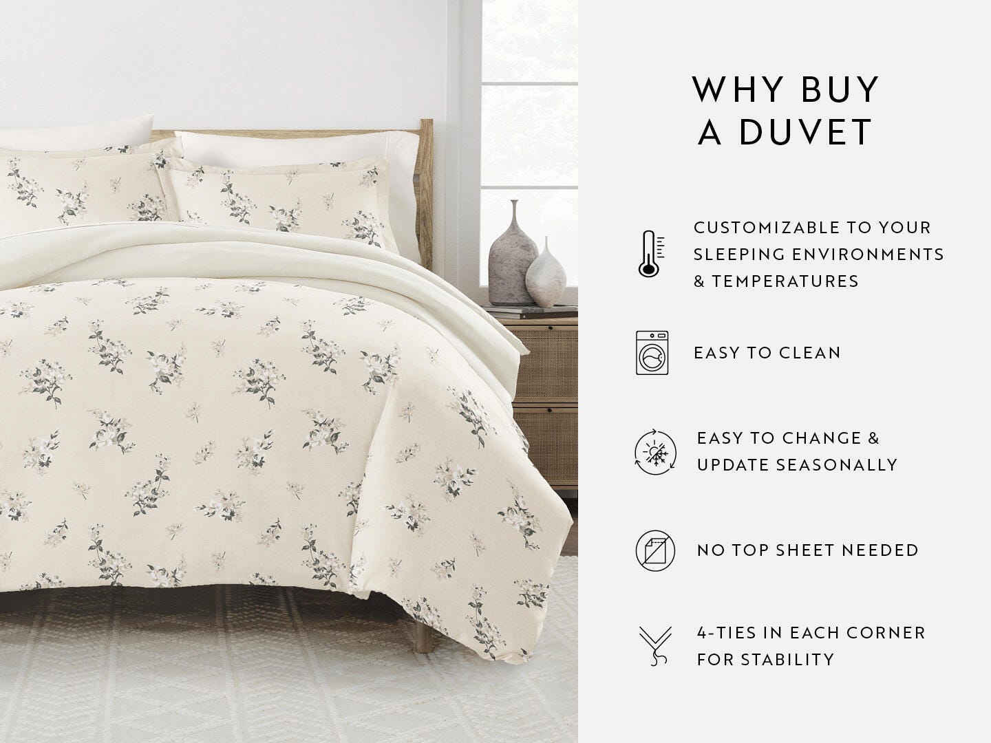 iEnjoy Home Delicate 3 Piece King/California King Duvet Set, Ivory, large