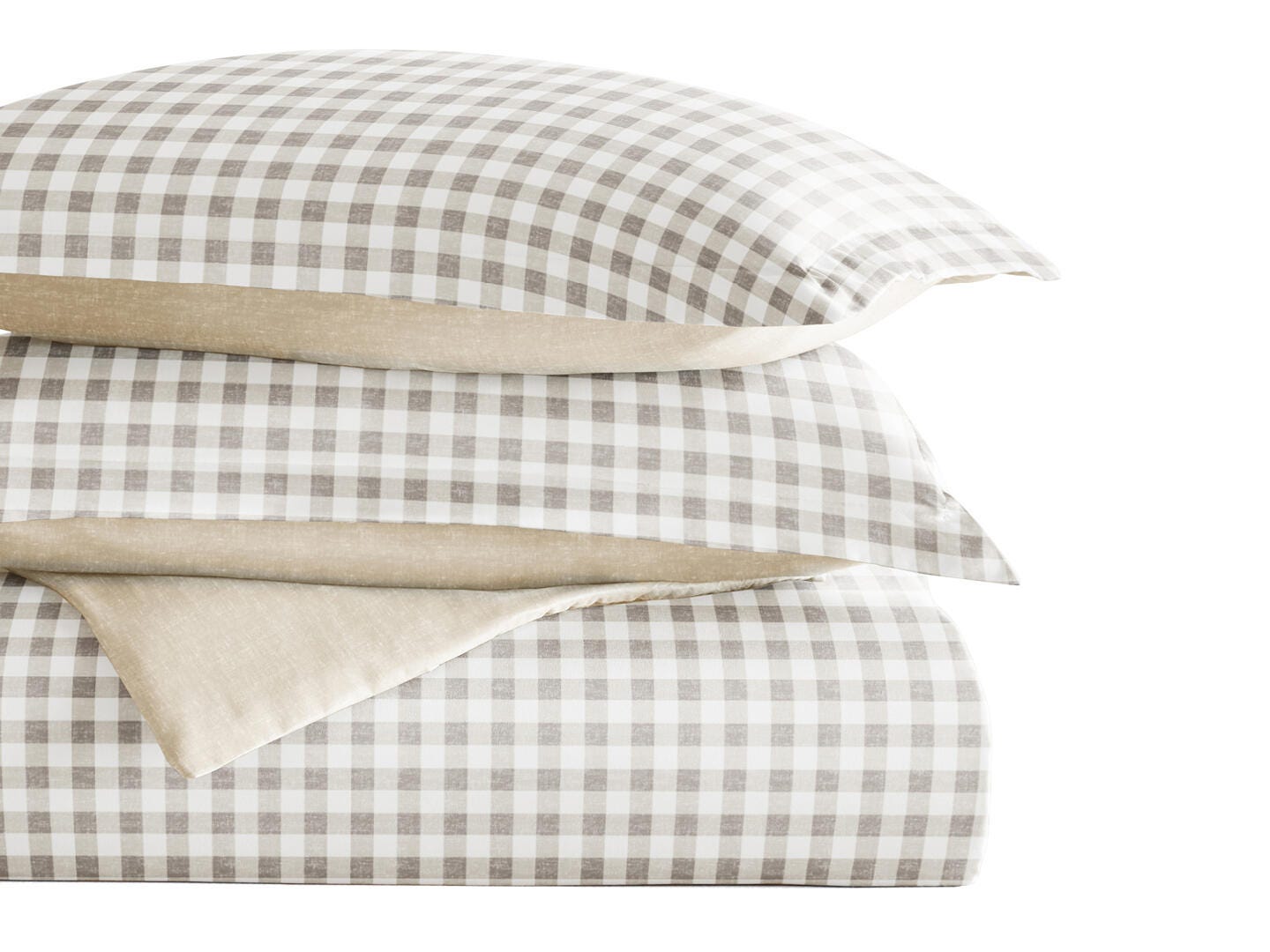 iEnjoy Home Gingham 2 Piece Twin/Twin XL Duvet Set, Natural, large
