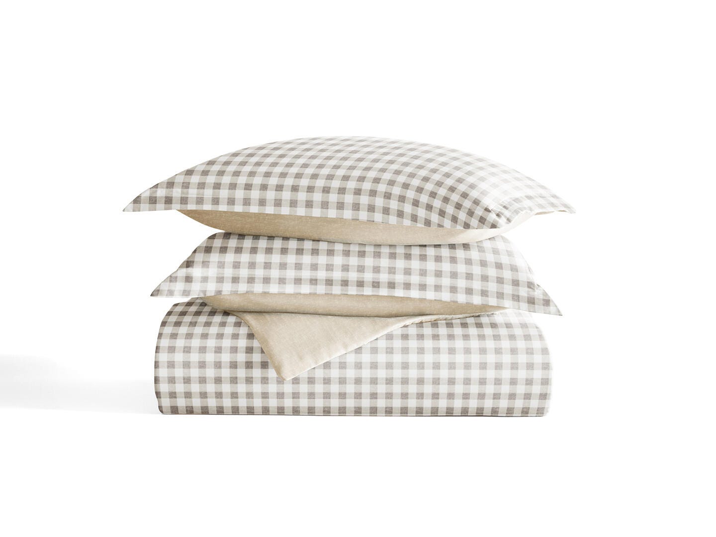 iEnjoy Home Gingham 3 Piece Full/Queen Duvet Set, Natural, rollover
