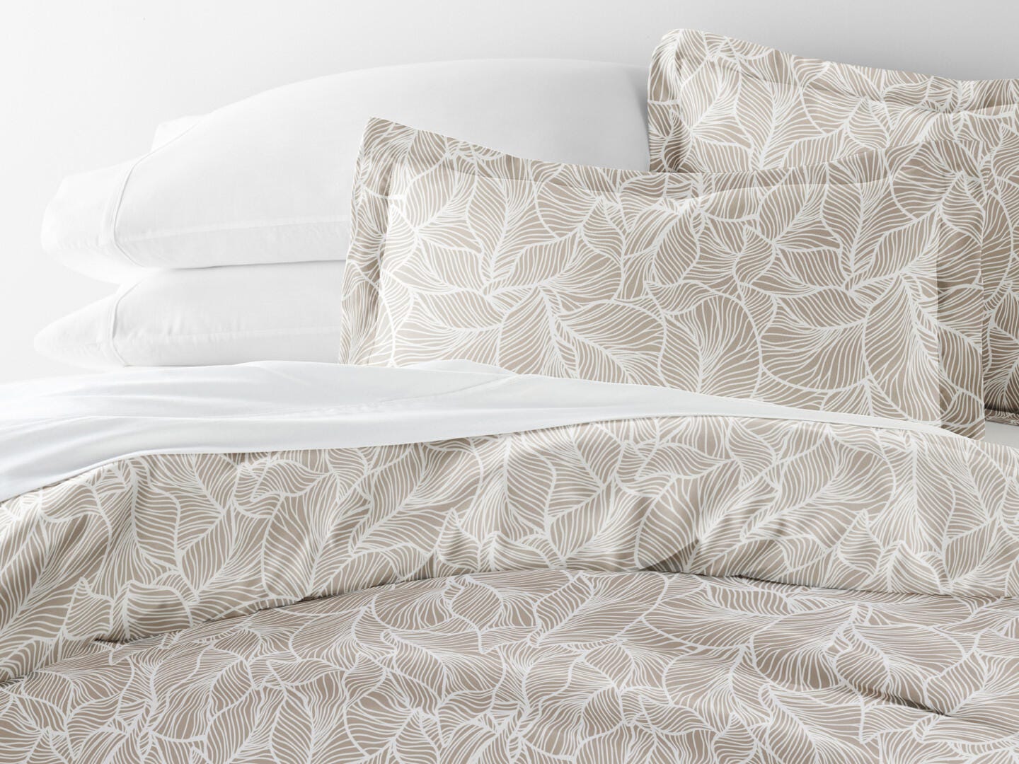 iEnjoy Home Leaves 2 Piece Twin/Twin XL Duvet Set, Taupe, large