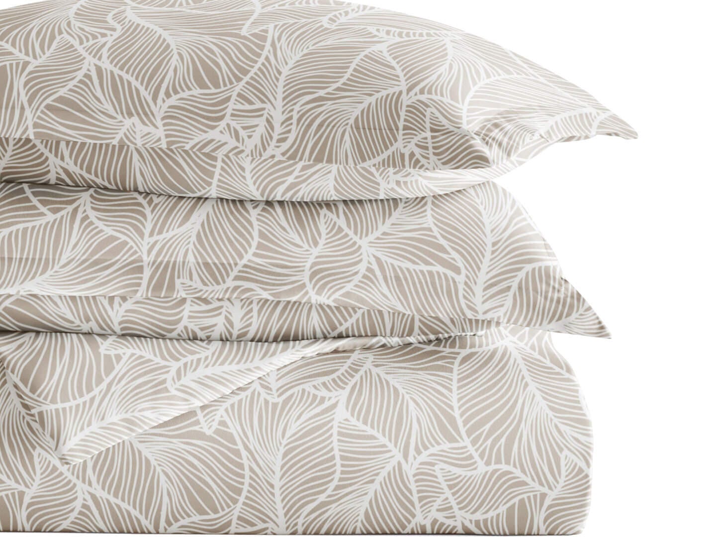 iEnjoy Home Leaves 2 Piece Twin/Twin XL Duvet Set, Taupe, large