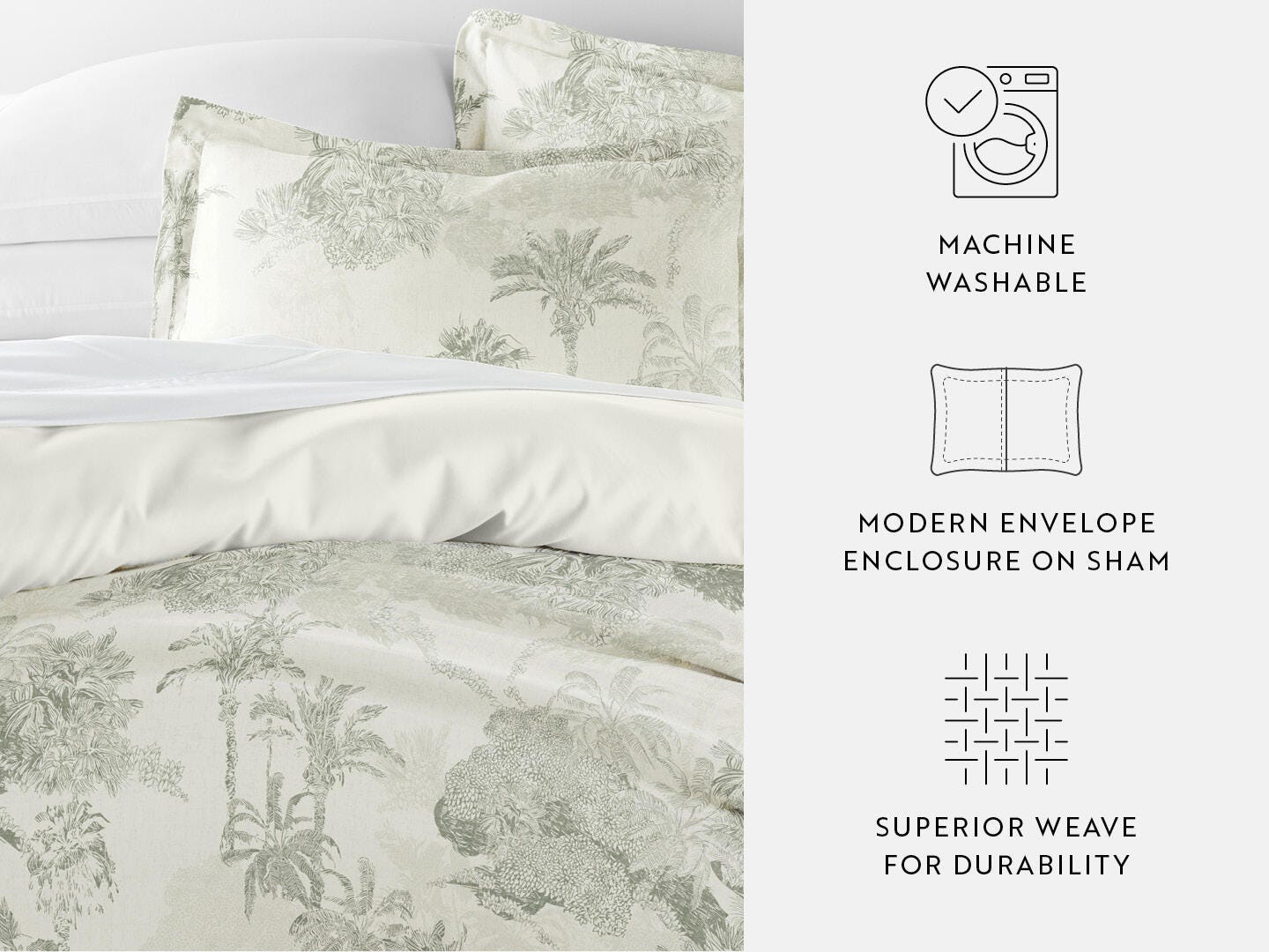 iEnjoy Home Paradise 3 Piece Full/Queen Duvet Set, Eucalyptus, large