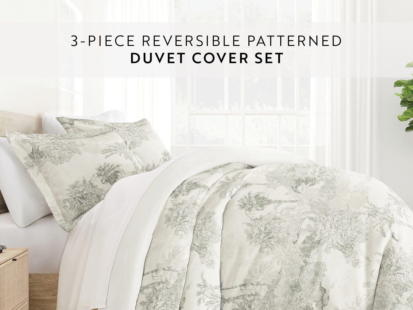 iEnjoy Home Paradise 3 Piece Full/Queen Duvet Set, Eucalyptus, large
