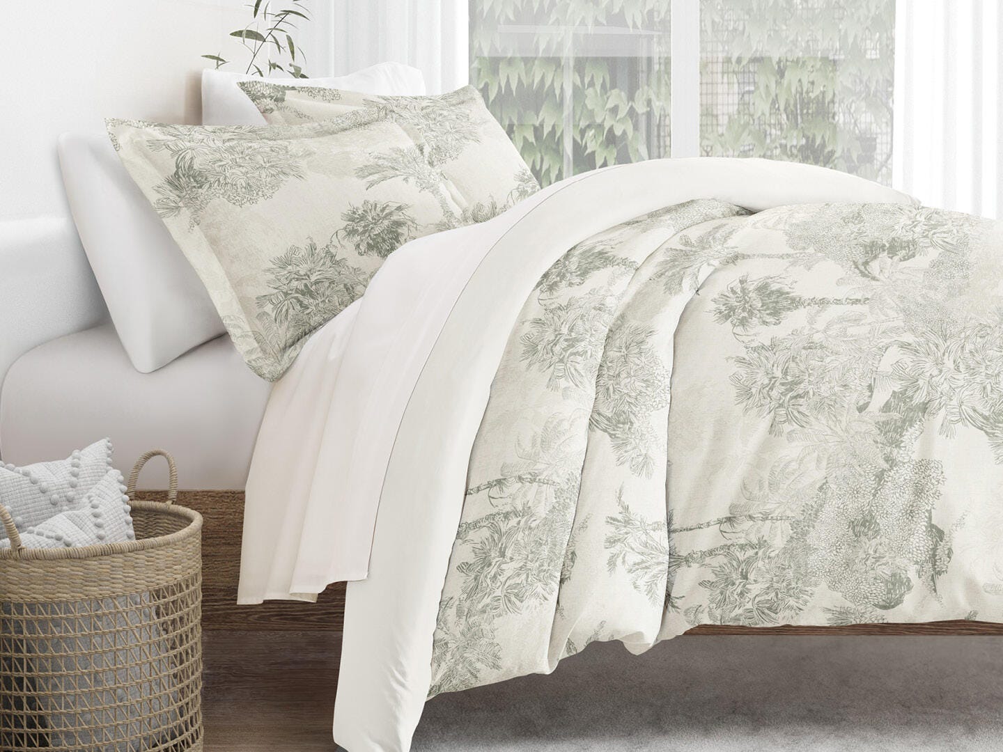 iEnjoy Home Paradise 3 Piece Full/Queen Duvet Set, Eucalyptus, large