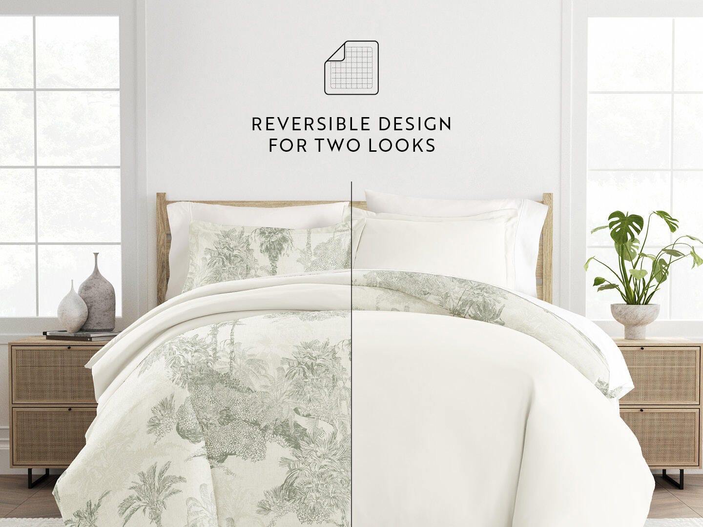 iEnjoy Home Paradise 3 Piece Full/Queen Duvet Set, Eucalyptus, large